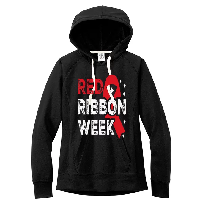 We Wear Red For Red Ribbon Week Awareness Women's Fleece Hoodie