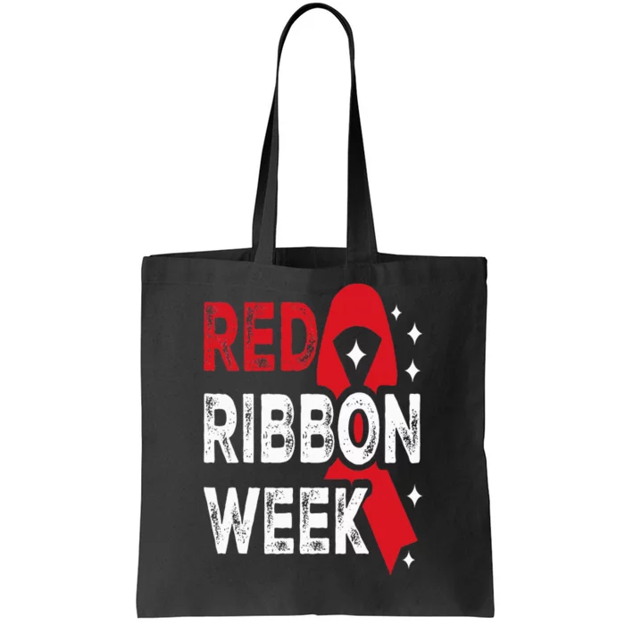 We Wear Red For Red Ribbon Week Awareness Tote Bag