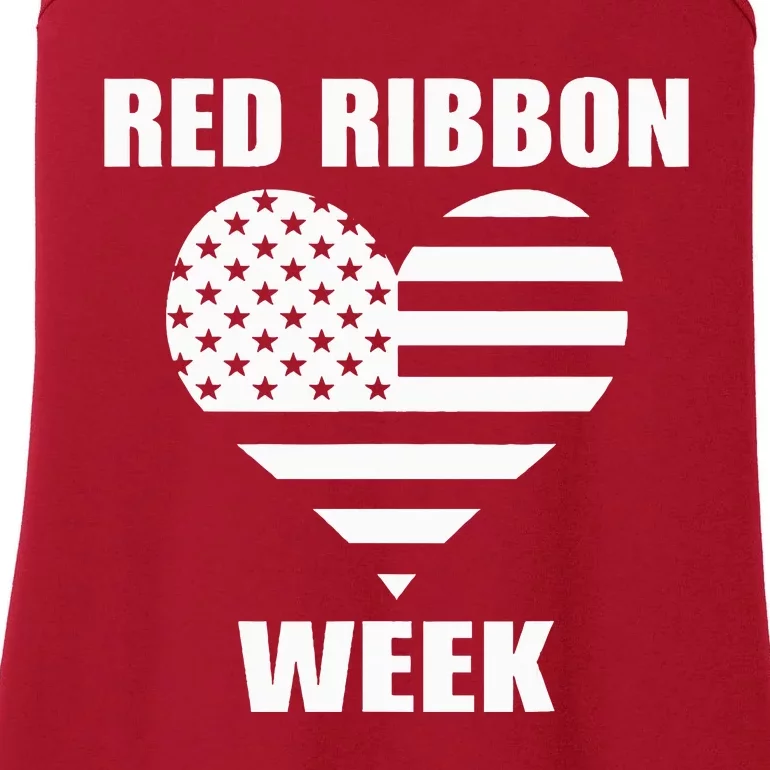 We Wear red For Red Ribbon Week Awareness American Flag Ladies Essential Tank