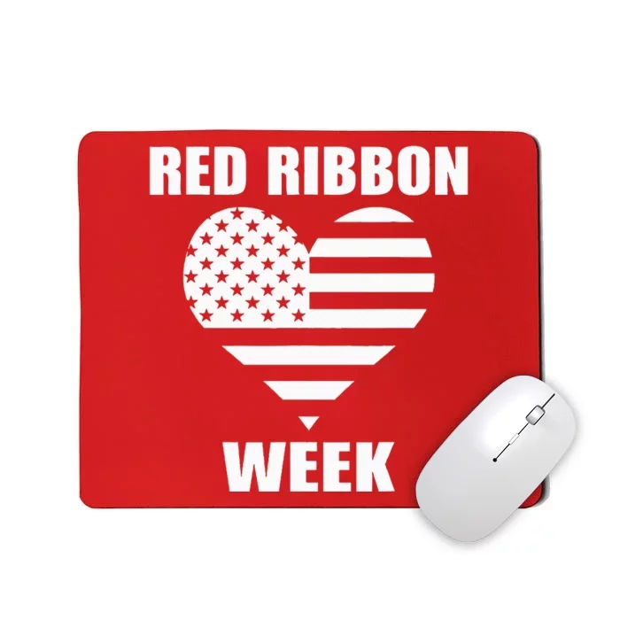 We Wear red For Red Ribbon Week Awareness American Flag Mousepad