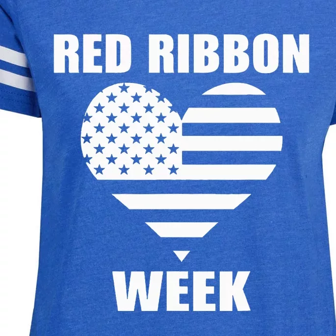 We Wear red For Red Ribbon Week Awareness American Flag Enza Ladies Jersey Football T-Shirt