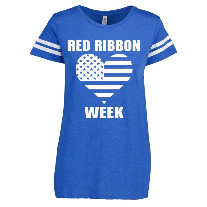 We Wear red For Red Ribbon Week Awareness American Flag Enza Ladies Jersey Football T-Shirt