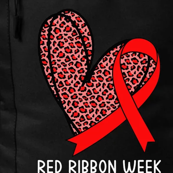 We Wear Red For Red Ribbon Week Awareness Leopard Daily Commute Backpack