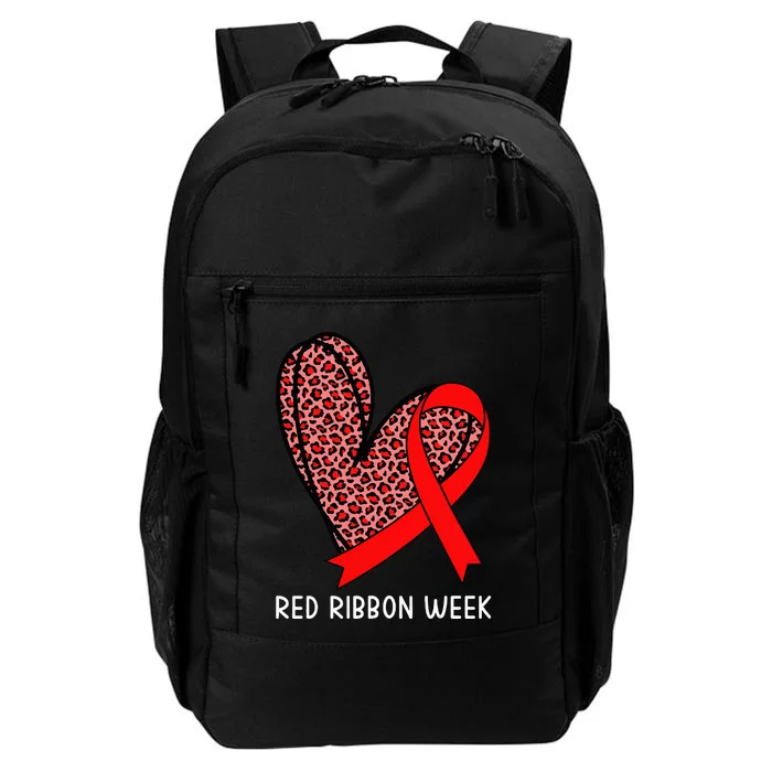 We Wear Red For Red Ribbon Week Awareness Leopard Daily Commute Backpack