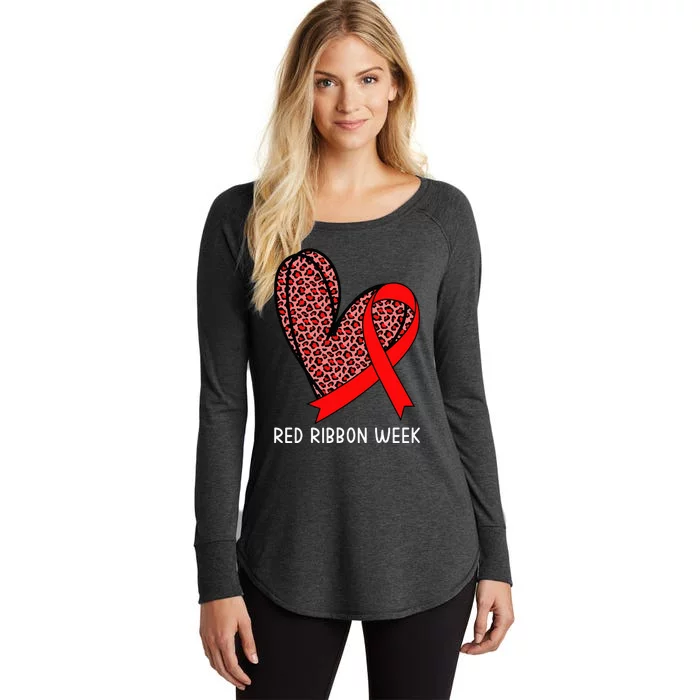 We Wear Red For Red Ribbon Week Awareness Leopard Women's Perfect Tri Tunic Long Sleeve Shirt