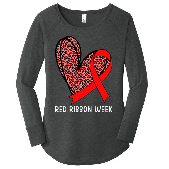 We Wear Red For Red Ribbon Week Awareness Leopard Women's Perfect Tri Tunic Long Sleeve Shirt