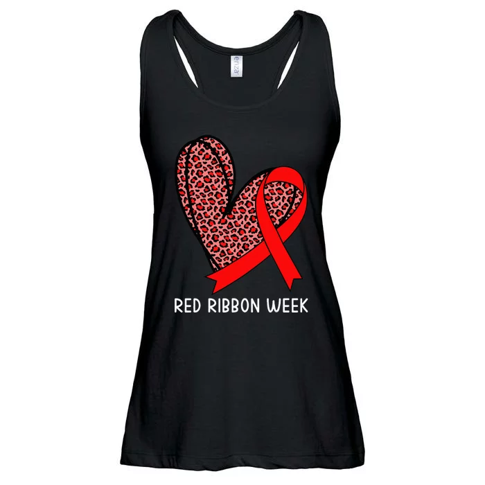 We Wear Red For Red Ribbon Week Awareness Leopard Ladies Essential Flowy Tank