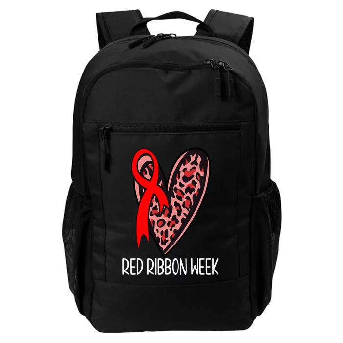 We Wear Red For Red Ribbon Week Awareness Leopard Daily Commute Backpack