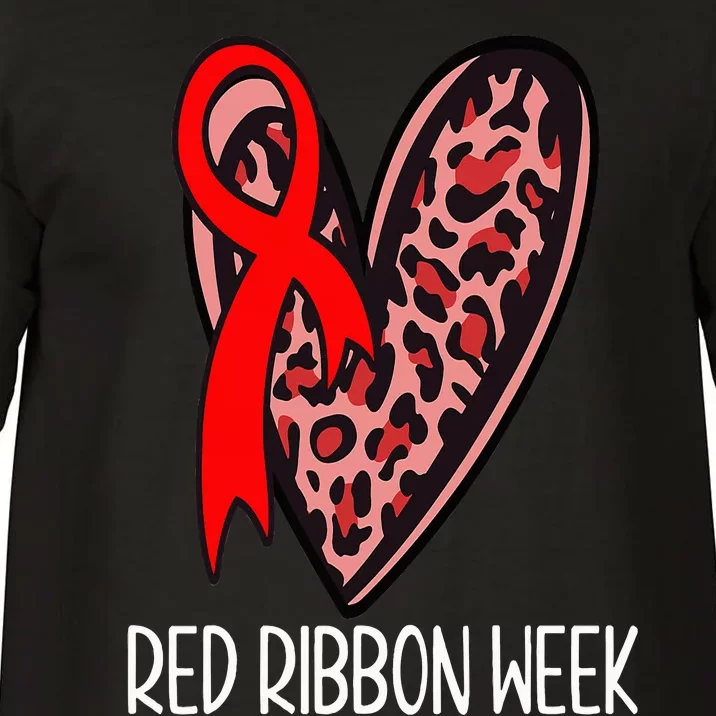 We Wear Red For Red Ribbon Week Awareness Leopard Comfort Colors T-Shirt