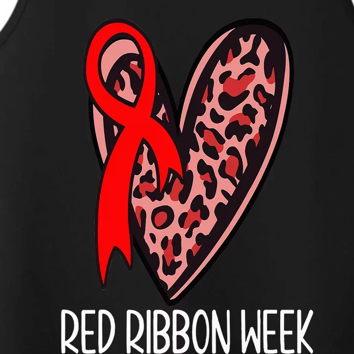 We Wear Red For Red Ribbon Week Awareness Leopard Performance Tank