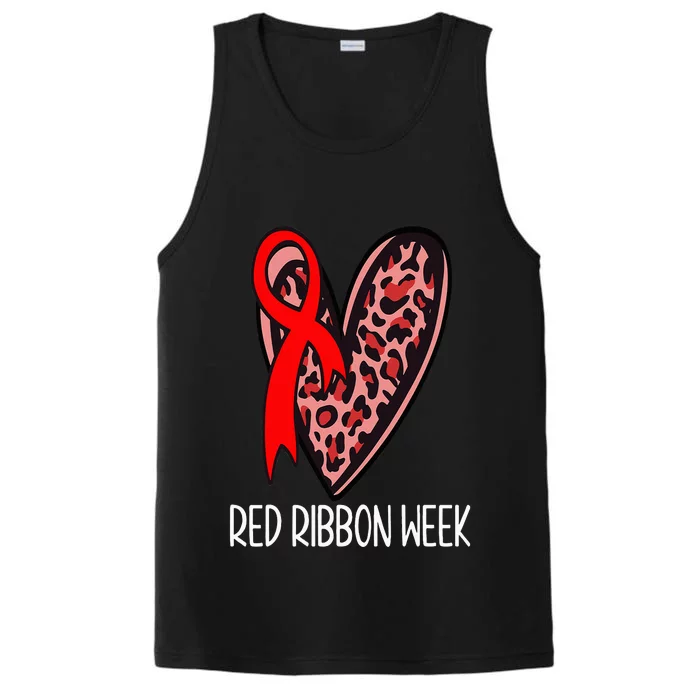 We Wear Red For Red Ribbon Week Awareness Leopard Performance Tank