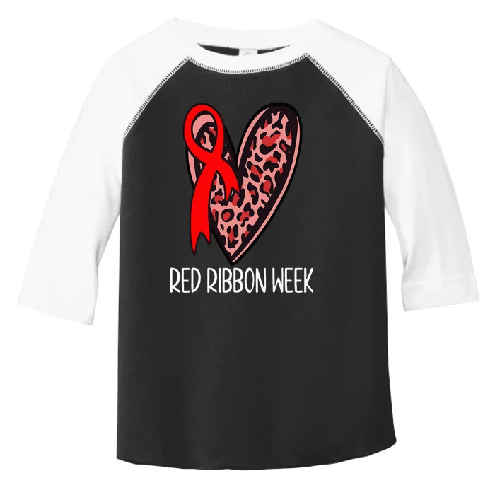 We Wear Red For Red Ribbon Week Awareness Leopard Toddler Fine Jersey T-Shirt