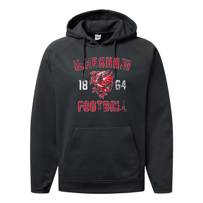 Wrexham Wales Rampant Welsh Dragon Performance Fleece Hoodie