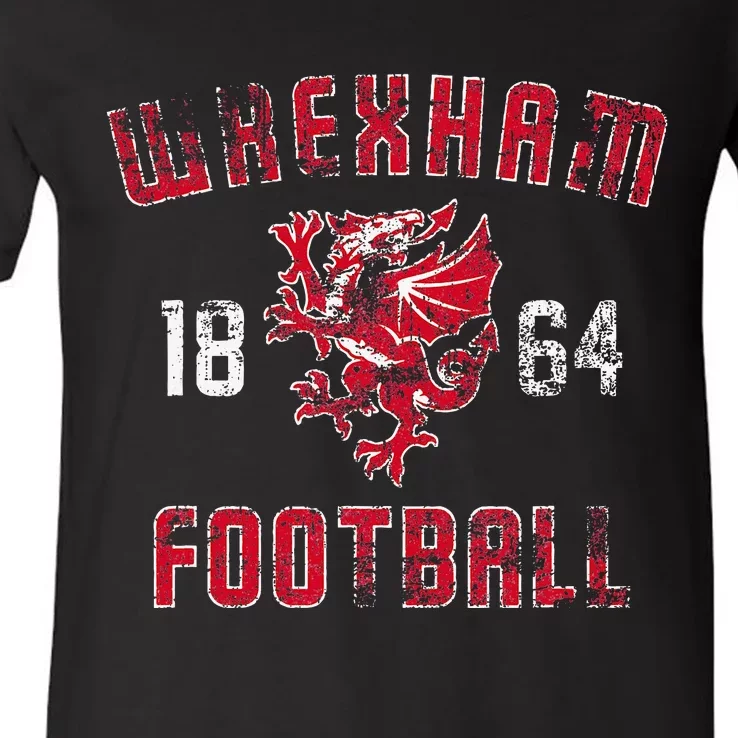 Wrexham Wales Rampant Welsh Dragon V-Neck T-Shirt