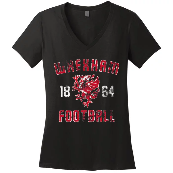 Wrexham Wales Rampant Welsh Dragon Women's V-Neck T-Shirt