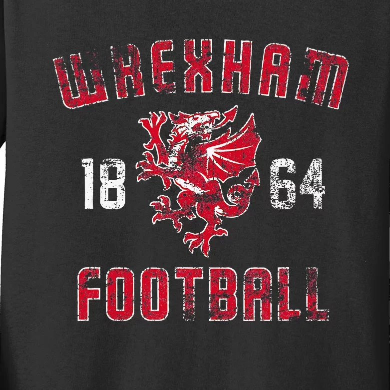 Wrexham Wales Rampant Welsh Dragon Kids Long Sleeve Shirt