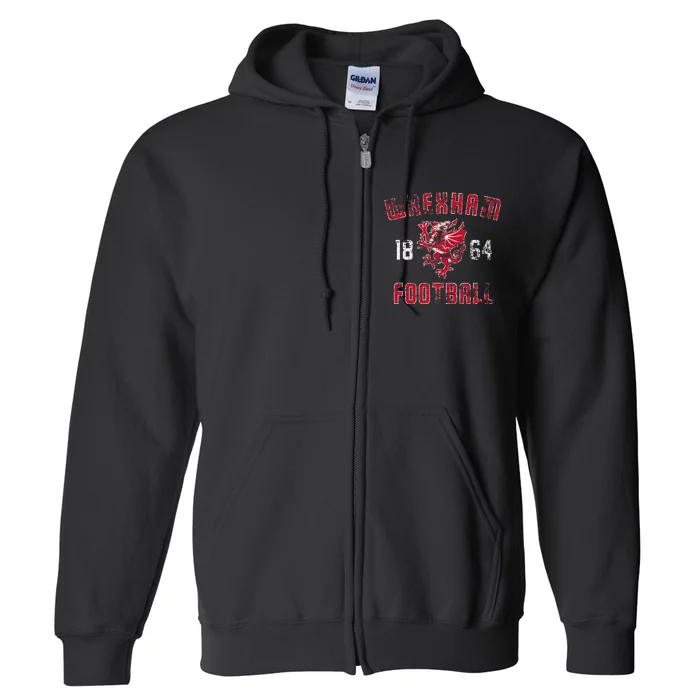 Wrexham Wales Rampant Welsh Dragon Full Zip Hoodie