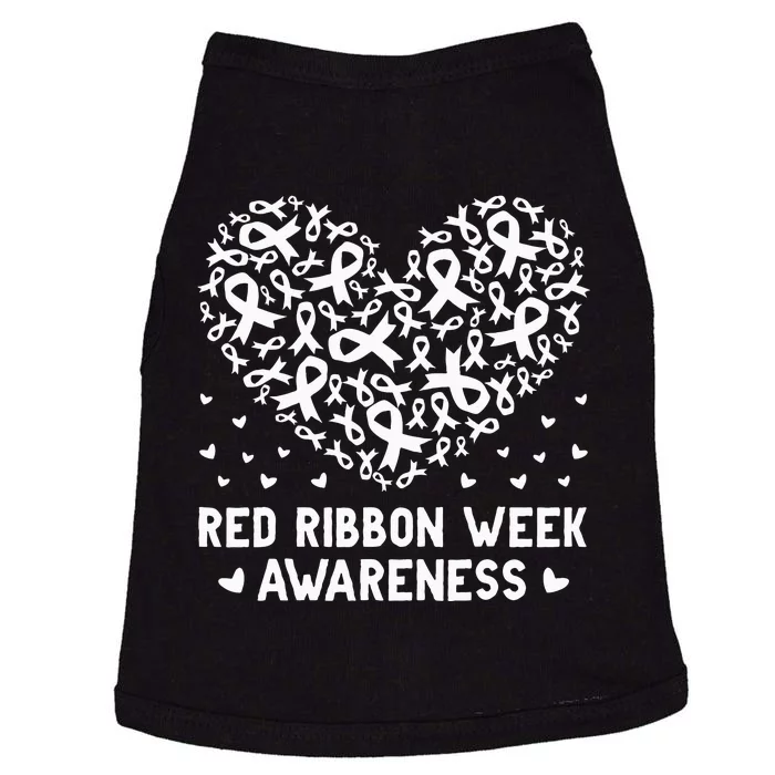 We Wear Red For Red Ribbon Week Awareness Rainbow Doggie Tank