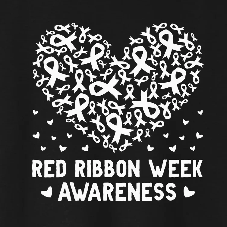 We Wear Red For Red Ribbon Week Awareness Rainbow Women's Crop Top Tee