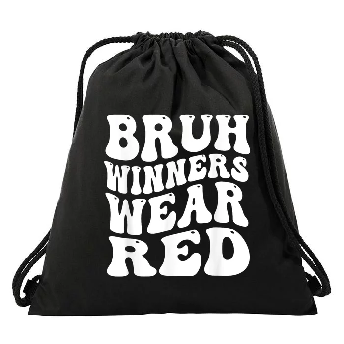 Winners Wear Red Team Spirit Week Game Sports Day Groovy Drawstring Bag