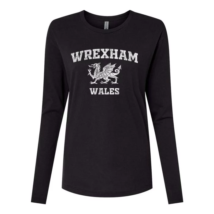 Wrexham Wales Retro Vintage Womens Cotton Relaxed Long Sleeve T-Shirt