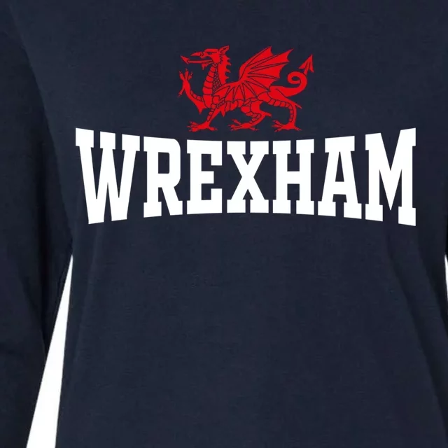 Wrexham Wales Red Dragon Wrecsam Womens Cotton Relaxed Long Sleeve T-Shirt