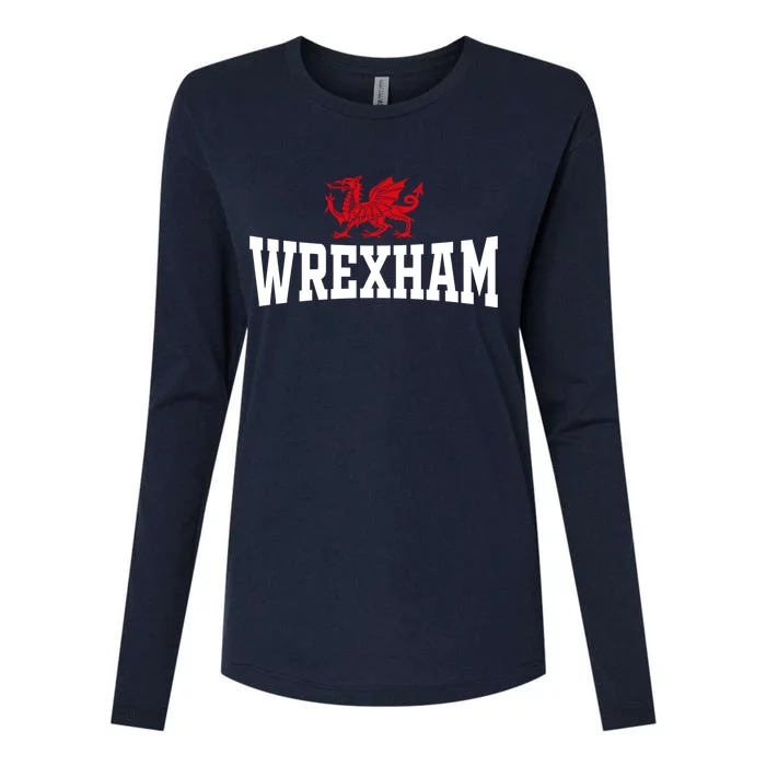 Wrexham Wales Red Dragon Wrecsam Womens Cotton Relaxed Long Sleeve T-Shirt