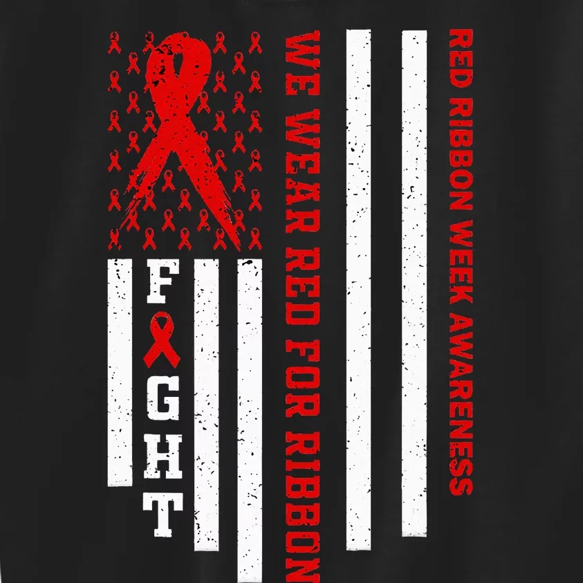 We Wear Red For Red Ribbon Week Awareness US Flag Drug Free Kids Sweatshirt