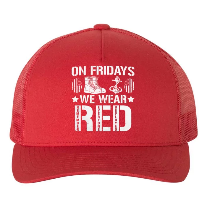 We Wear Red Friday Military American Flag Yupoong Adult 5-Panel Trucker Hat