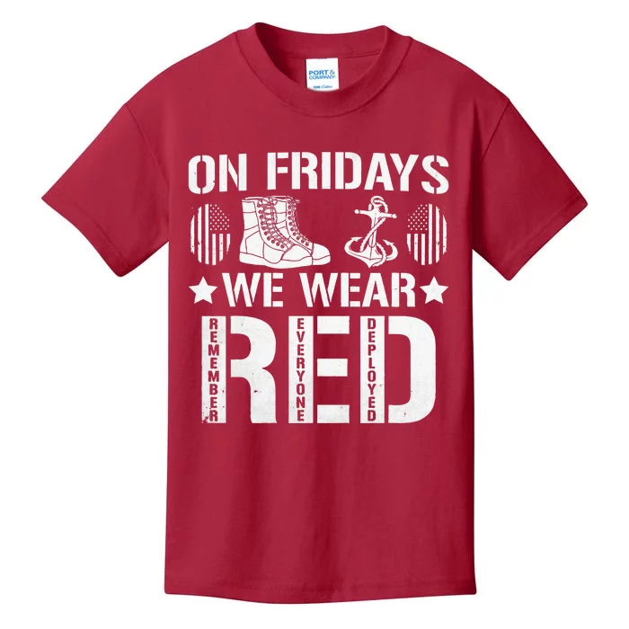 We Wear Red Friday Military American Flag Kids T-Shirt