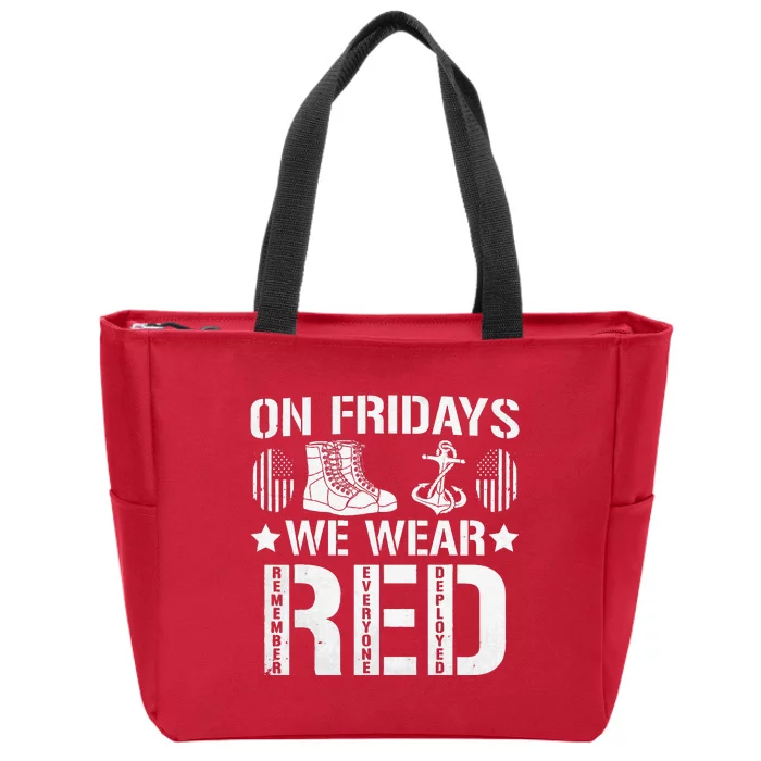 We Wear Red Friday Military American Flag Zip Tote Bag