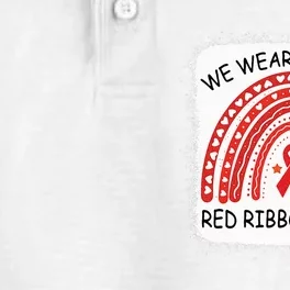 We Wear Red For Red Ribbon Week Awareness Rainbow Bleached Dry Zone Grid Performance Polo