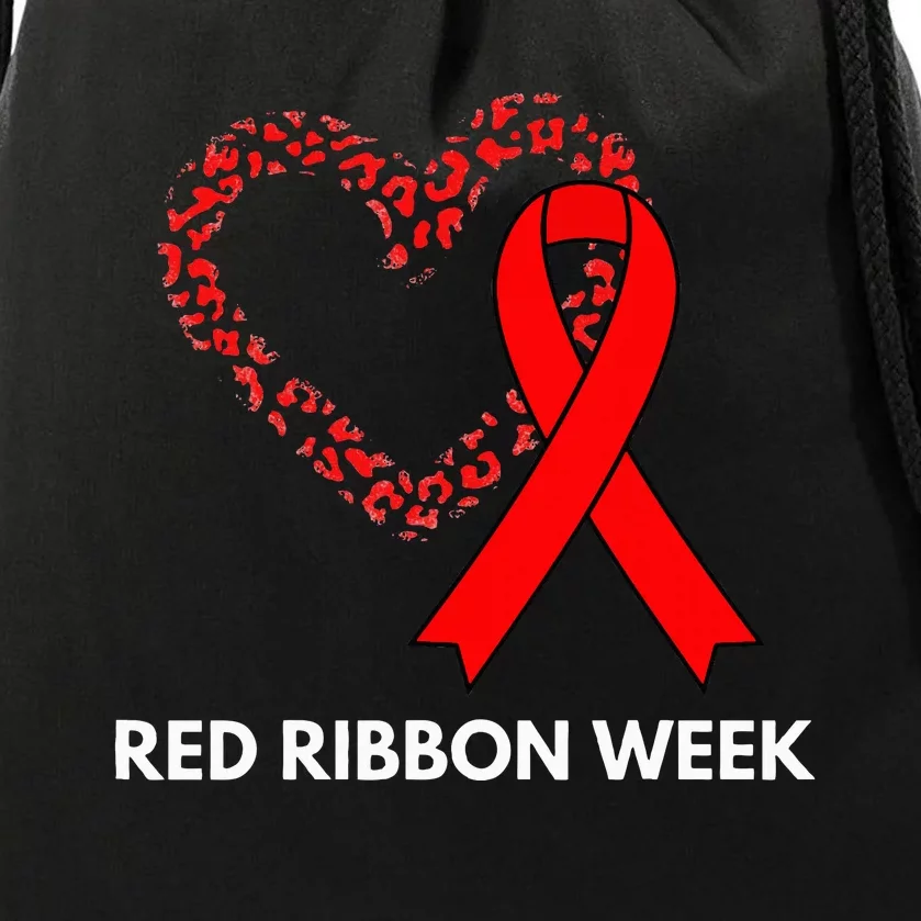 We Wear Red For Red Ribbon Week Awareness Drawstring Bag