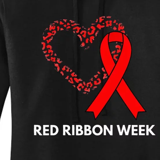 We Wear Red For Red Ribbon Week Awareness Women's Pullover Hoodie