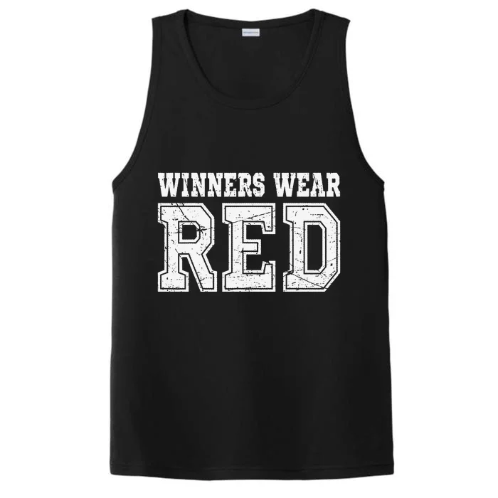 Winners Wear Red Color Team Spirit Game War Camp Parent Crew Performance Tank