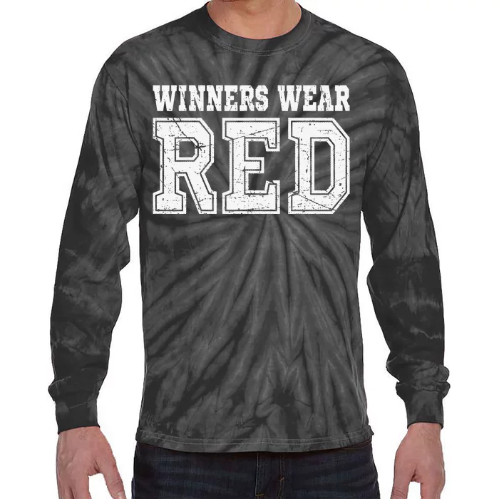 Winners Wear Red Color Team Spirit Game War Camp Parent Crew Tie-Dye Long Sleeve Shirt