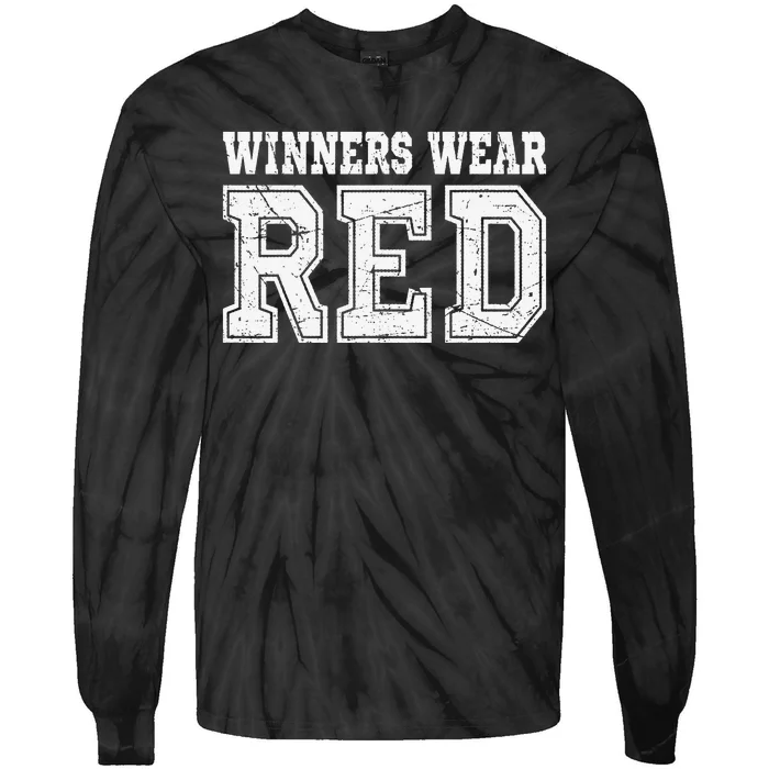 Winners Wear Red Color Team Spirit Game War Camp Parent Crew Tie-Dye Long Sleeve Shirt