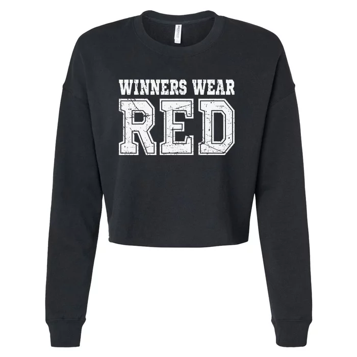 Winners Wear Red Color Team Spirit Game War Camp Parent Crew Cropped Pullover Crew