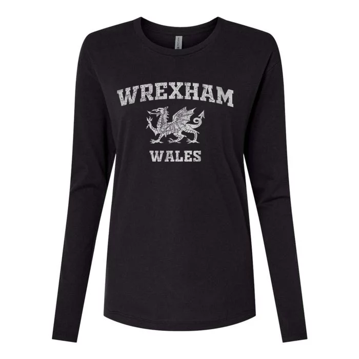 Wrexham Wales Retro Vintage Womens Cotton Relaxed Long Sleeve T-Shirt