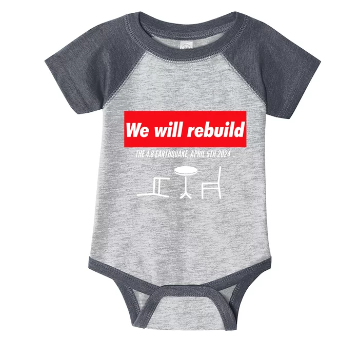 We Will Rebuild Funny Nyc And Nj Earthquake Infant Baby Jersey Bodysuit