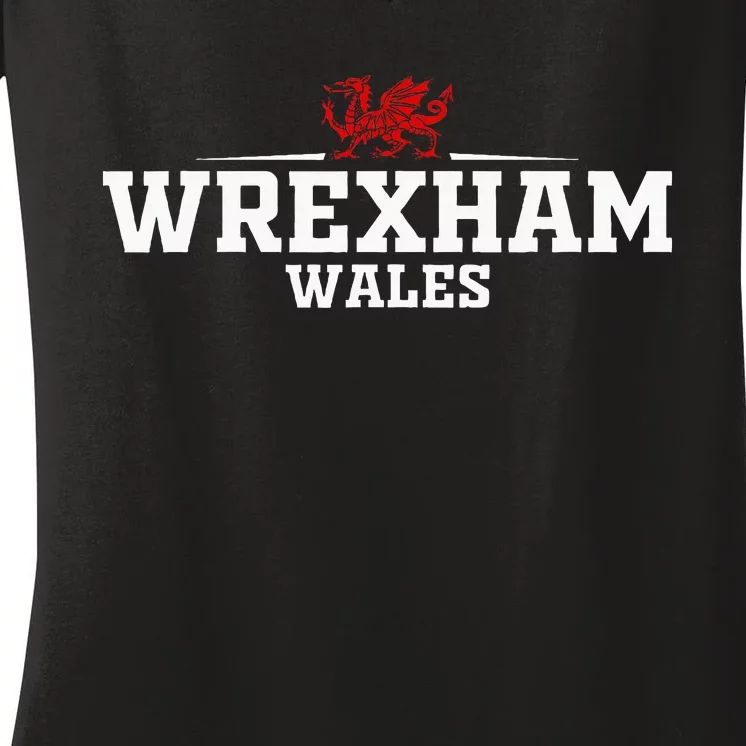 Wrexham Wales Retro Women's V-Neck T-Shirt