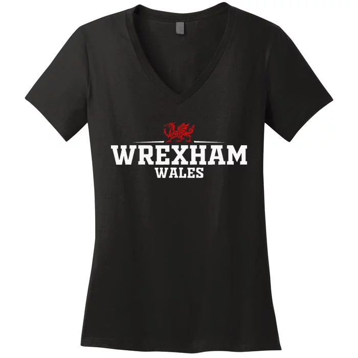 Wrexham Wales Retro Women's V-Neck T-Shirt