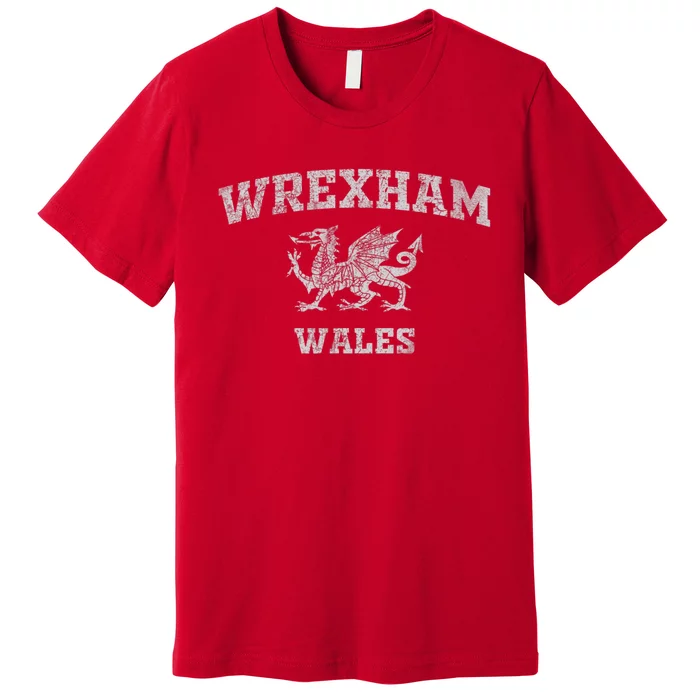 Wrexham Wales Retro Vintage Country Classic Hometown Dragon Flag Wales Premium T-Shirt