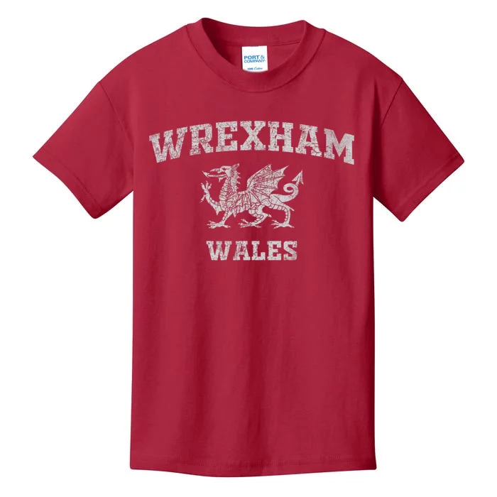 Wrexham Wales Retro Vintage Country Classic Hometown Dragon Flag Wales Kids T-Shirt