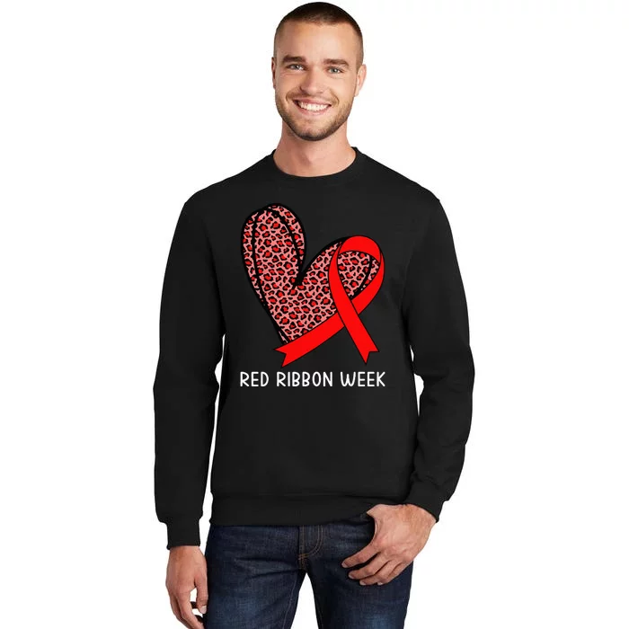 We Wear Red For Red Ribbon Week Awareness Leopard Sweatshirt