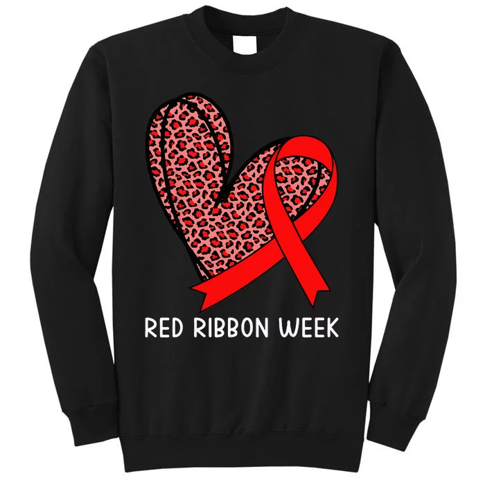 We Wear Red For Red Ribbon Week Awareness Leopard Sweatshirt