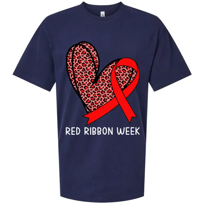 We Wear Red For Red Ribbon Week Awareness Leopard Sueded Cloud Jersey T-Shirt