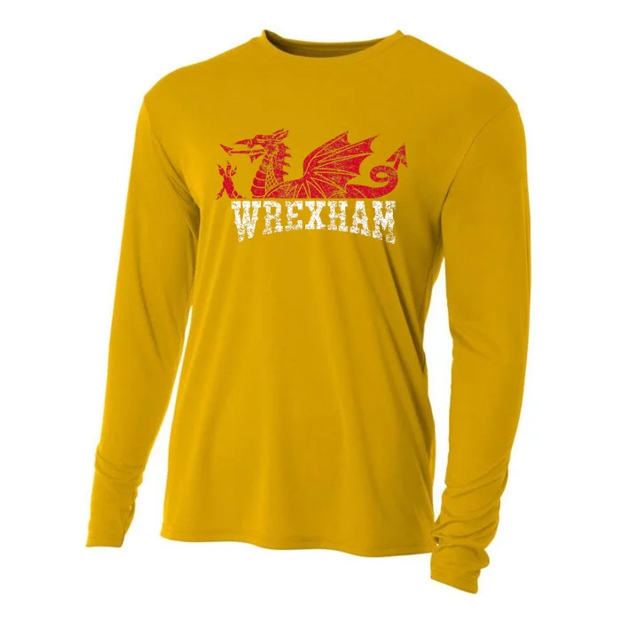 Wrexham Wales red dragon Wrecsam Cooling Performance Long Sleeve Crew