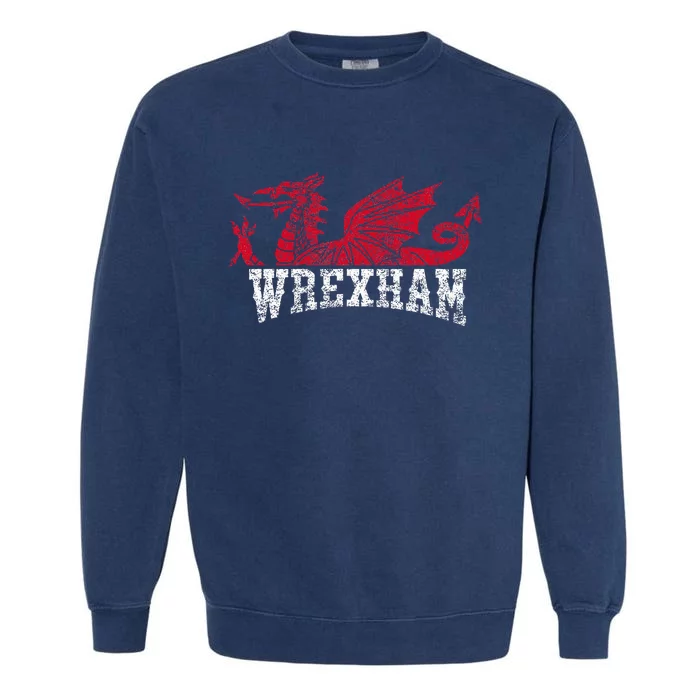 Wrexham Wales red dragon Wrecsam Garment-Dyed Sweatshirt