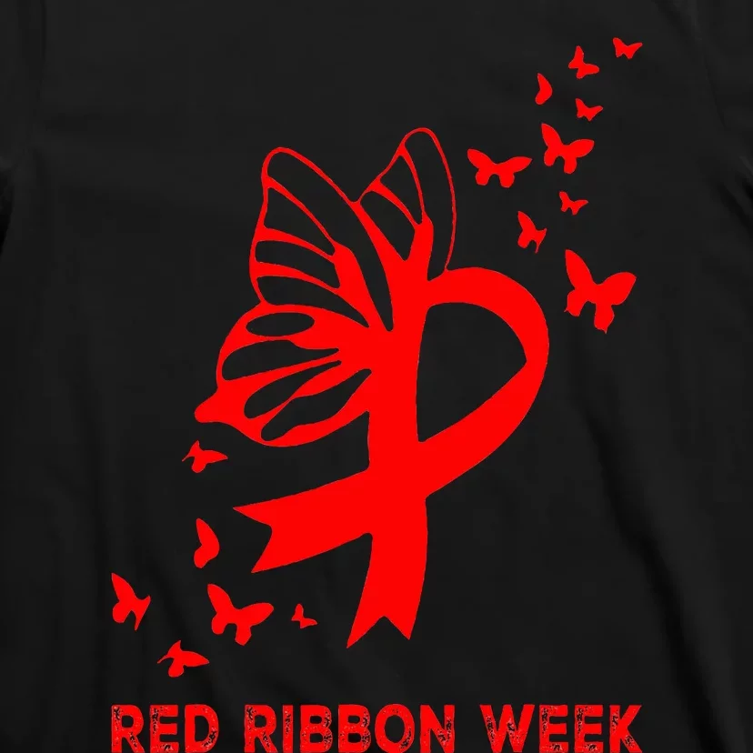 We Wear Red For Red Ribbon Week Awareness T-Shirt